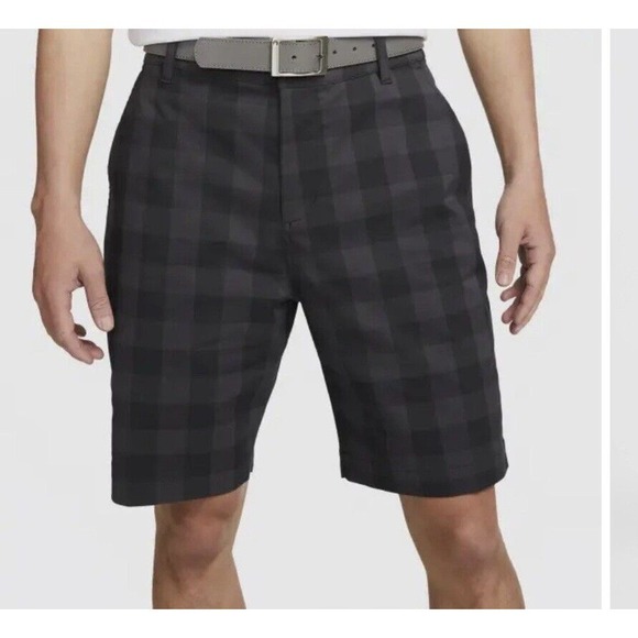 Nike Golf Tech UV Men’s 40 Dri-Fit 9” Shorts Plaid Gray Flat Front Chino - Picture 2 of 12